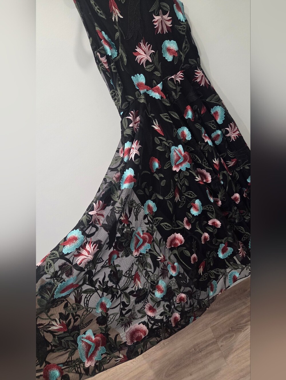 Johnny Was Black Dress with Colorful Floral Design - Picture 13 of 15